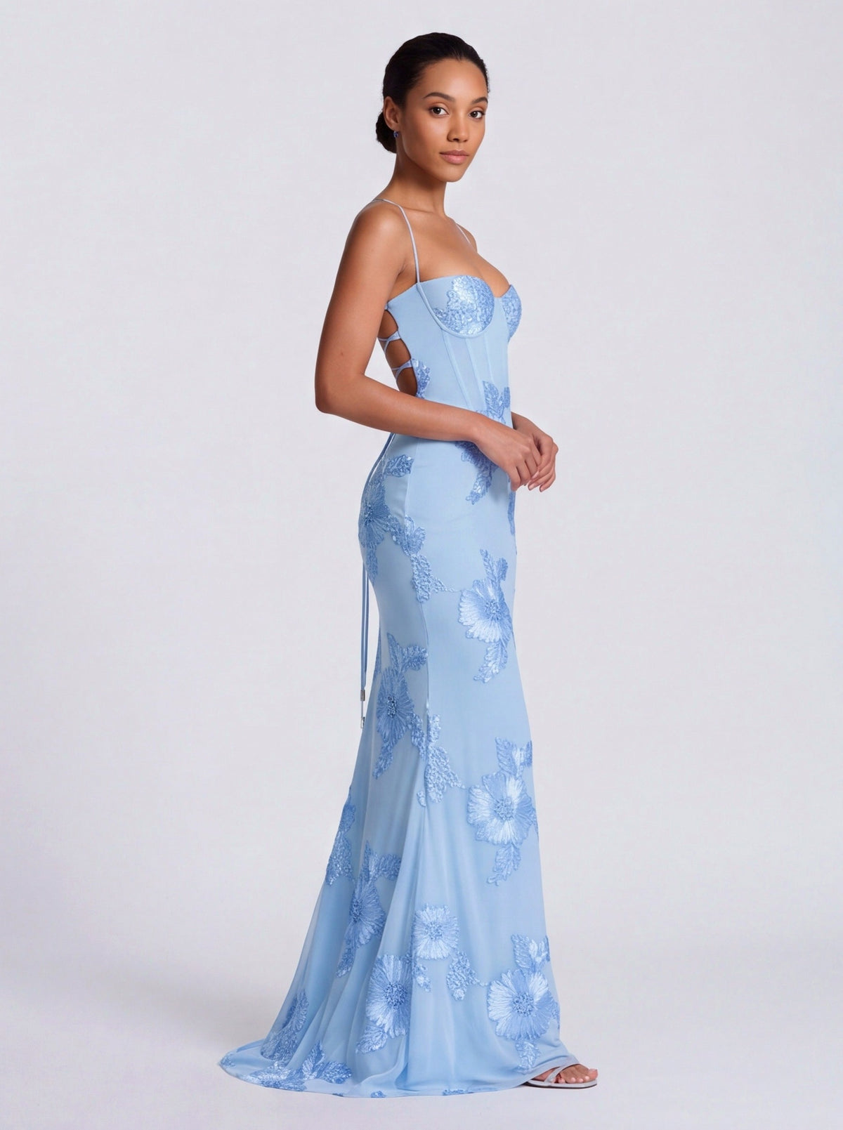 Sequin Corset Applique Maxi Dress