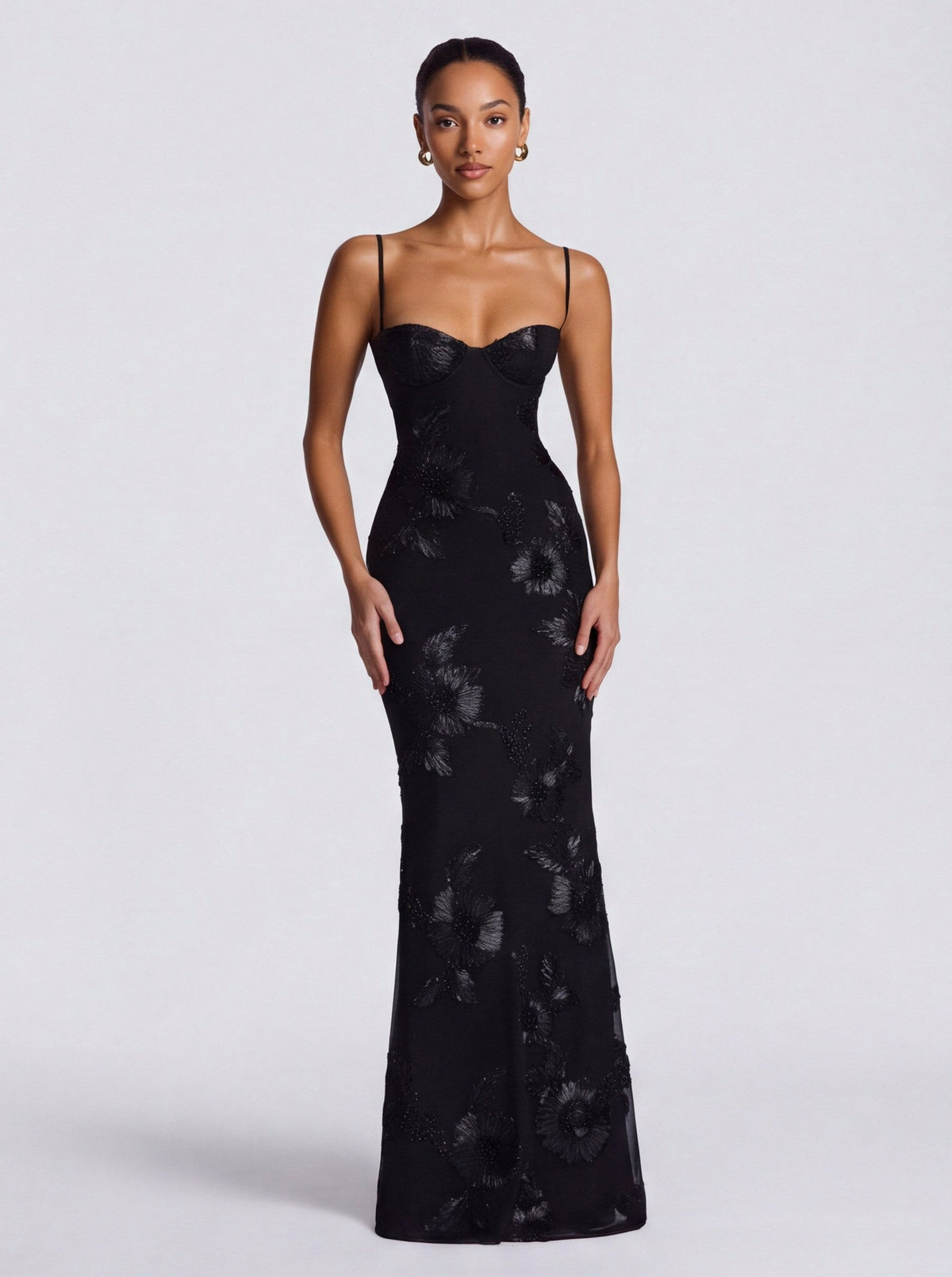 Sequin Corset Applique Maxi Dress