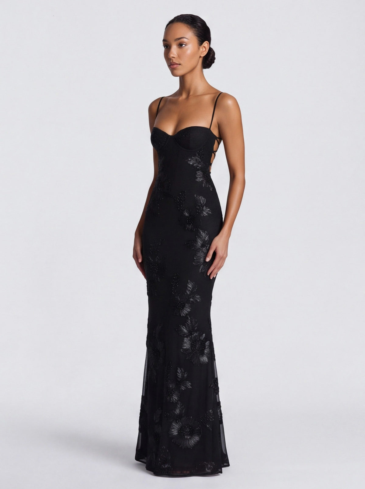Sequin Corset Applique Maxi Dress
