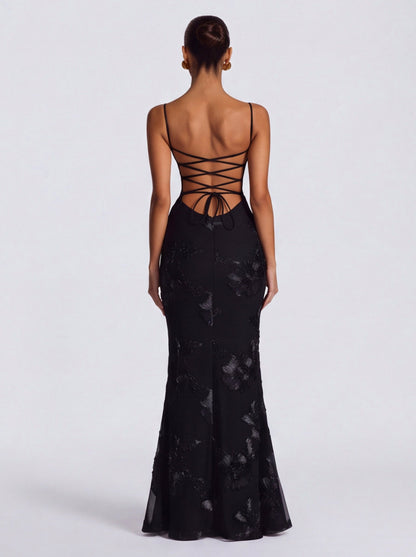 Sequin Corset Applique Maxi Dress