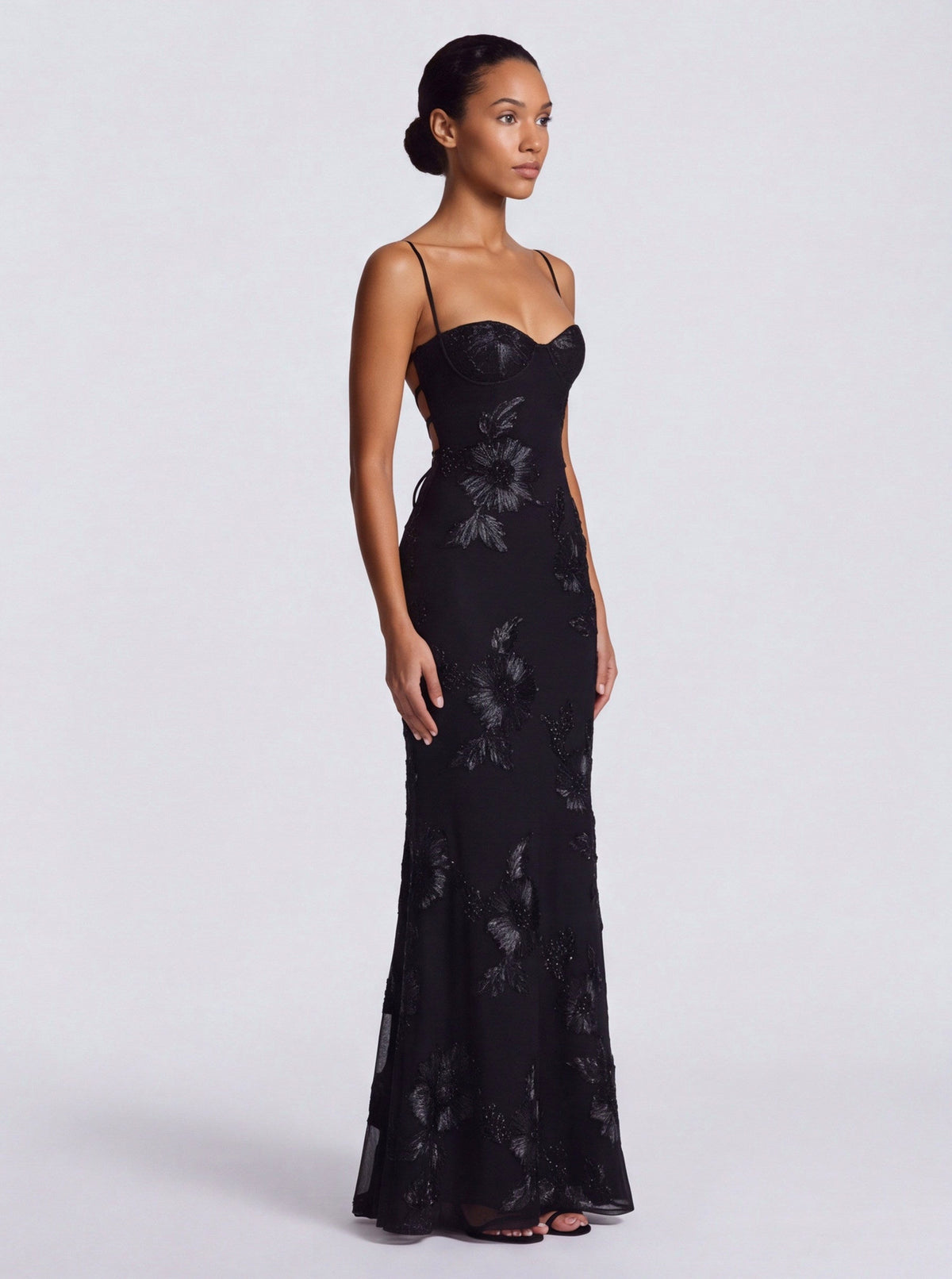 Sequin Corset Applique Maxi Dress