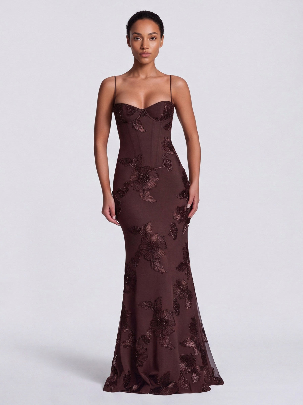 Sequin Corset Applique Maxi Dress