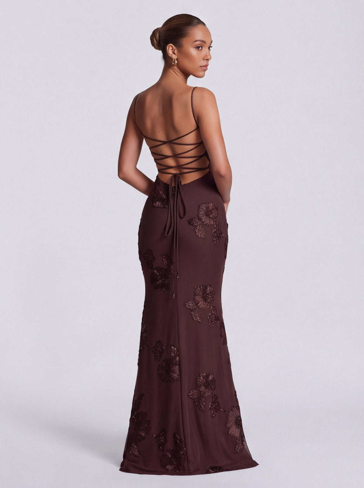 Sequin Corset Applique Maxi Dress