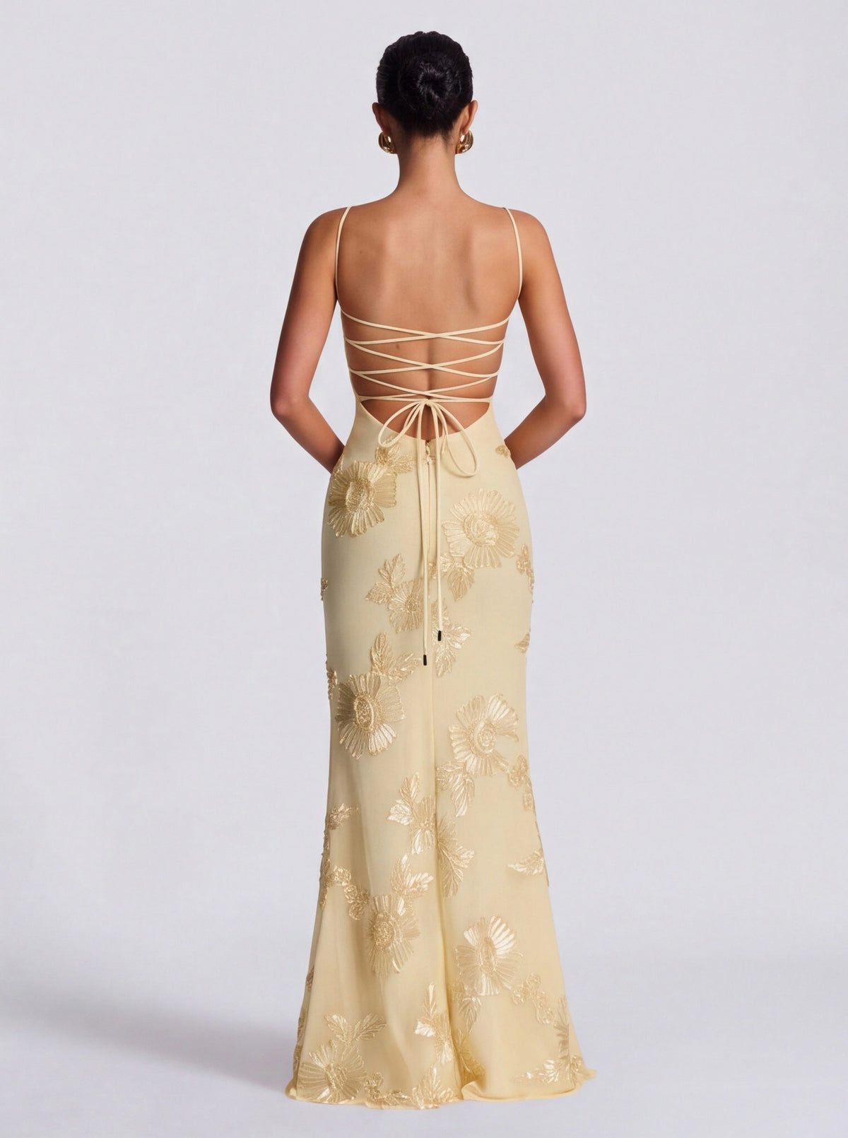 Sequin Corset Applique Maxi Dress