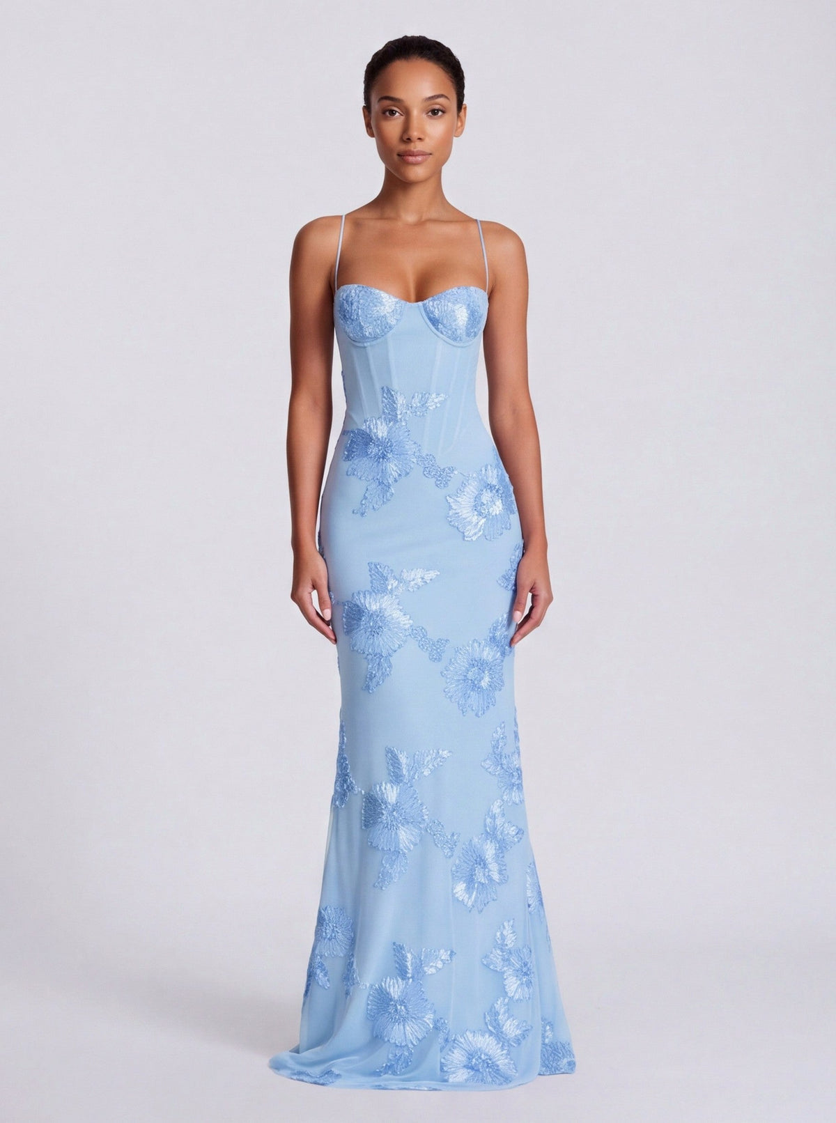 Sequin Corset Applique Maxi Dress