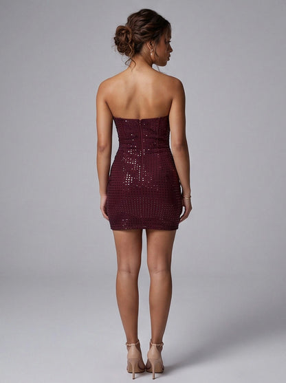 Sequin Corset Strapless Mini Dress