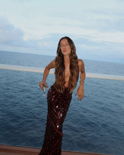 Sequin Cutout Maxi Dress
