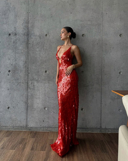 Sequin Cutout Maxi Dress