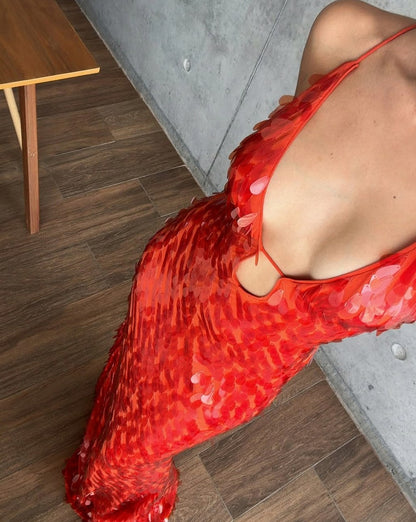 Sequin Cutout Maxi Dress