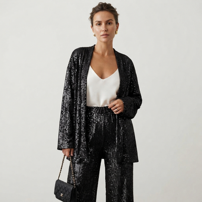 Sequin Long Sleeve Trousers Co Ord Set