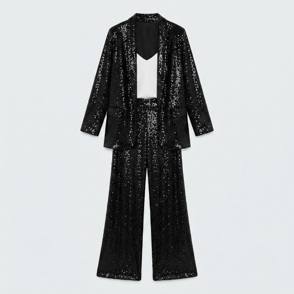 Sequin Long Sleeve Trousers Co Ord Set