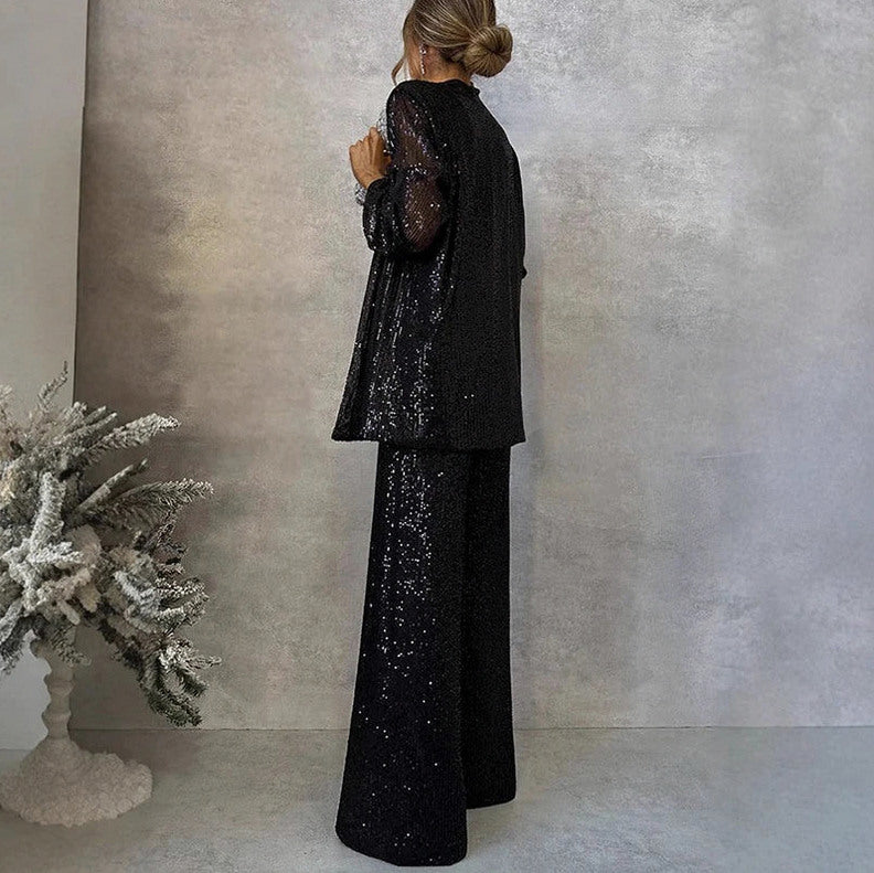 Sequin Long Sleeve Trousers Co Ord Set
