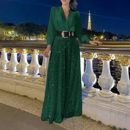 Lantern Sleeve Sequin Trousers Co Ord Set