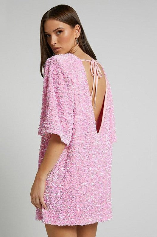 Sequin Short Sleeve Mini Dress