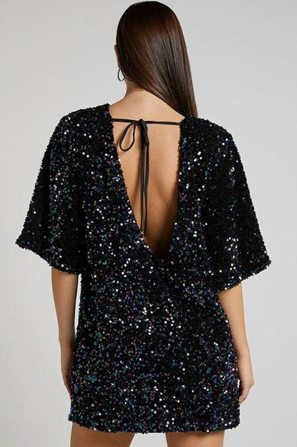 Sequin Short Sleeve Mini Dress