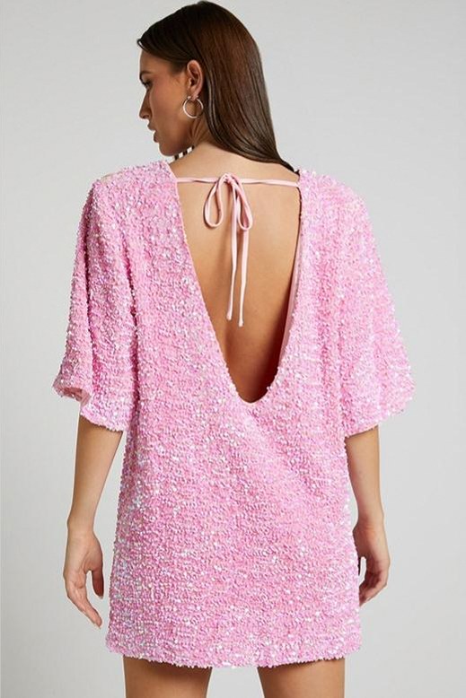 Sequin Short Sleeve Mini Dress