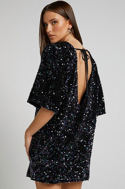 Sequin Short Sleeve Mini Dress