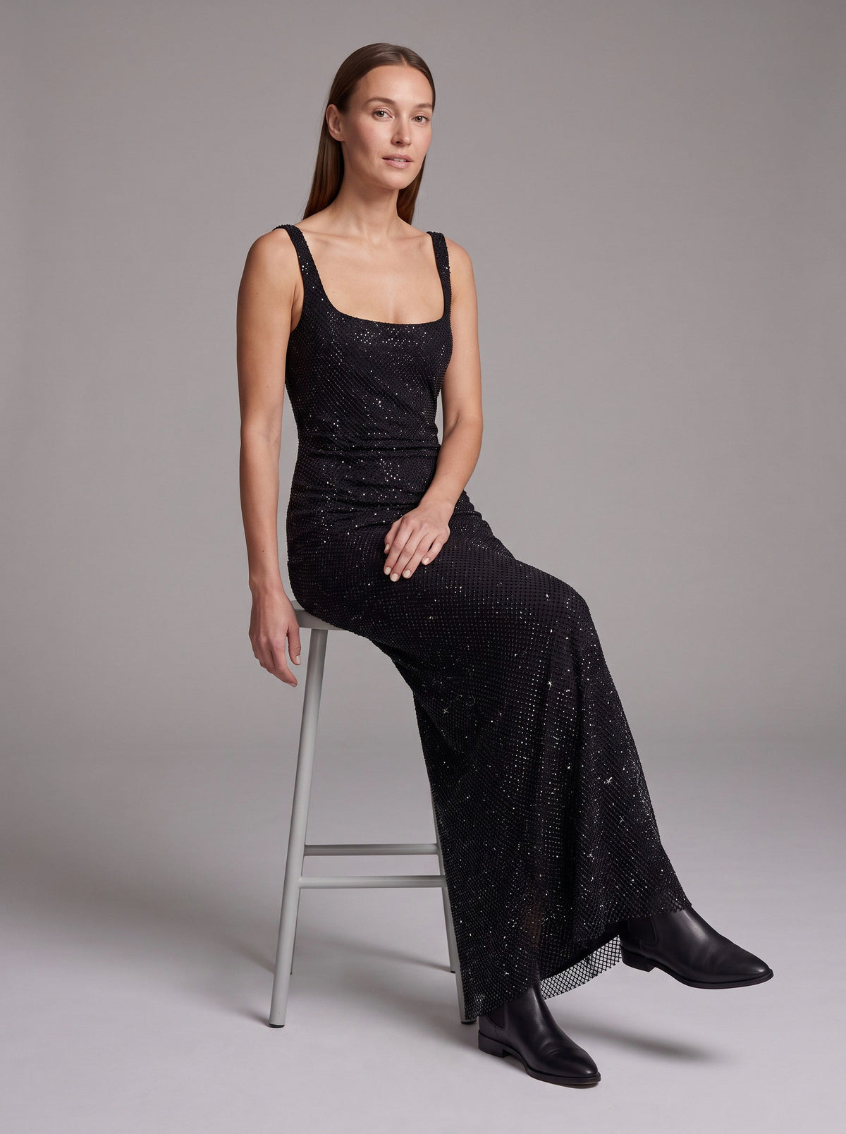 Sequin Sleeveless Column Maxi Dress