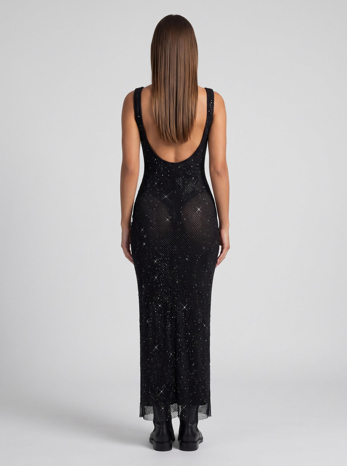 Sequin Sleeveless Column Maxi Dress