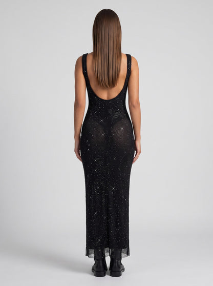 Sequin Sleeveless Column Maxi Dress