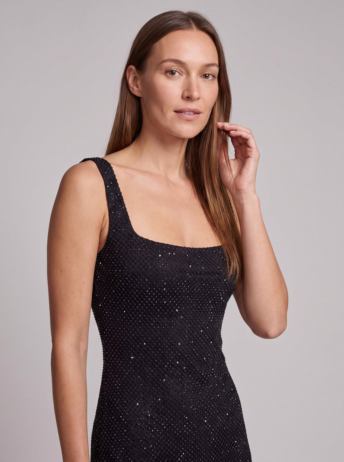 Sequin Sleeveless Column Maxi Dress