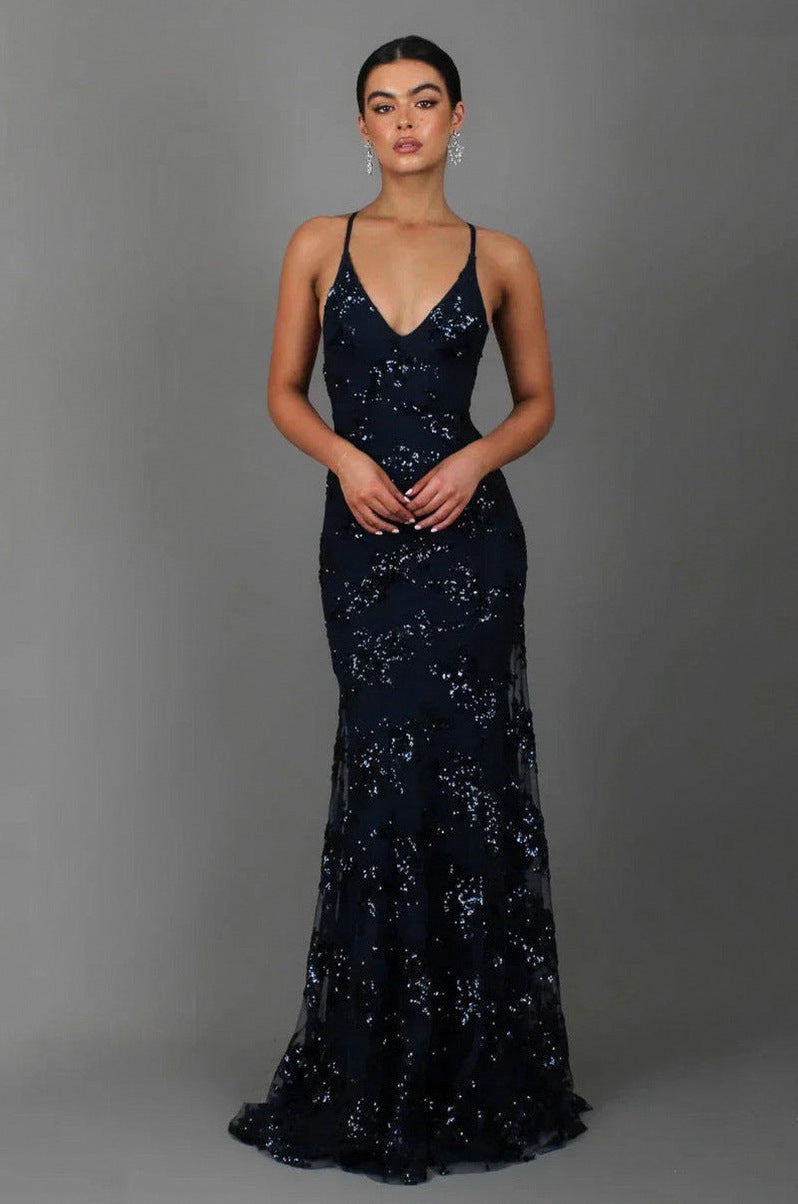 Sequin Spaghetti Strap Maxi Dress