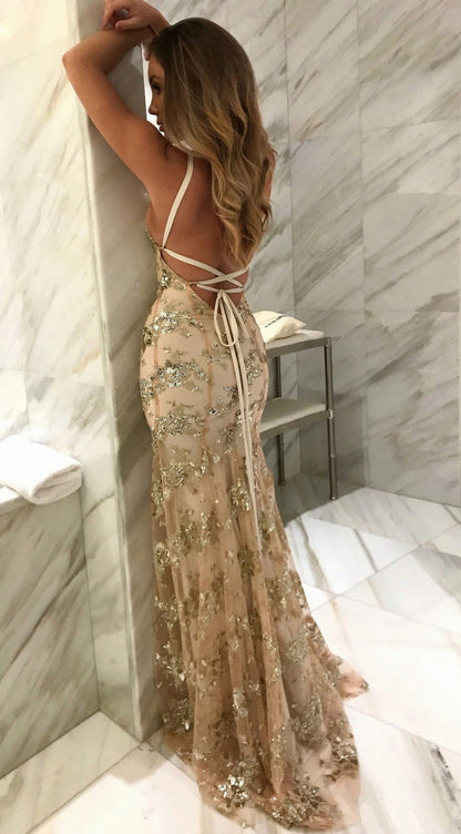 Sequin Spaghetti Strap Maxi Dress