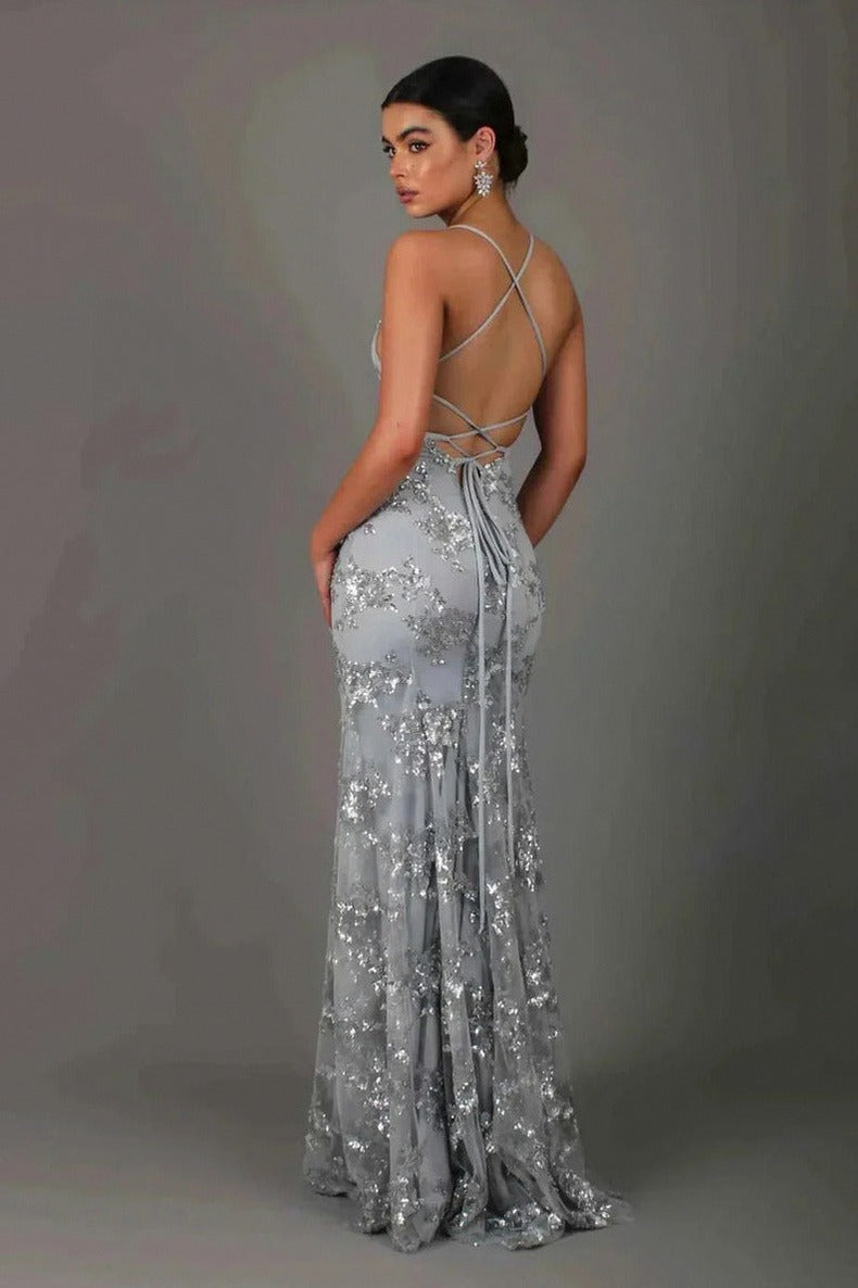 Sequin Spaghetti Strap Maxi Dress