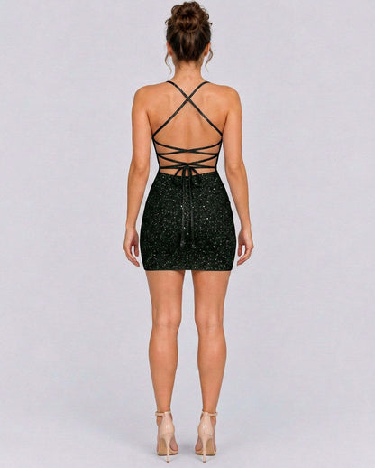 Sequin Spaghetti Strap Mini Dress