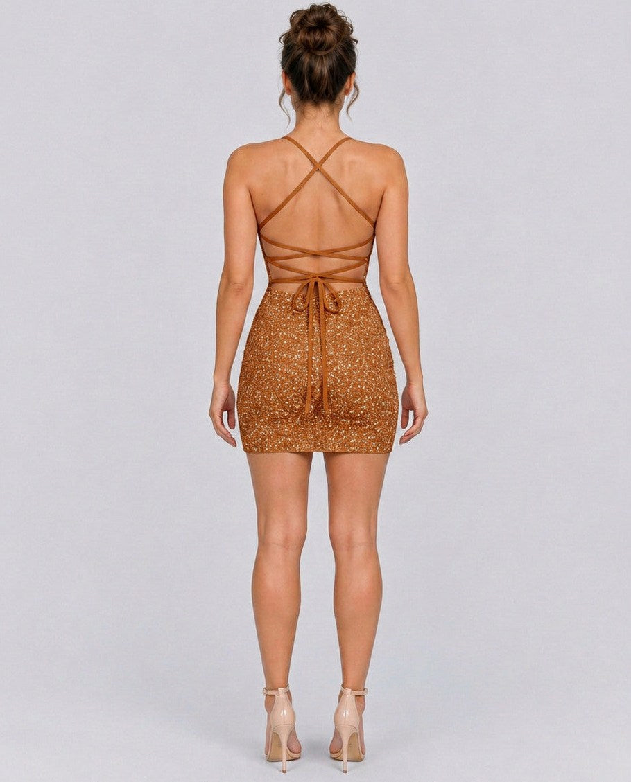 Sequin Spaghetti Strap Mini Dress