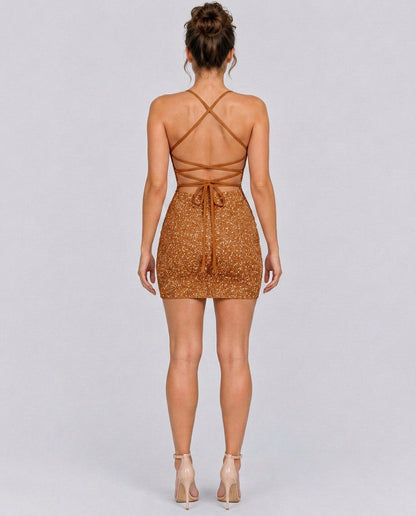 Sequin Spaghetti Strap Mini Dress