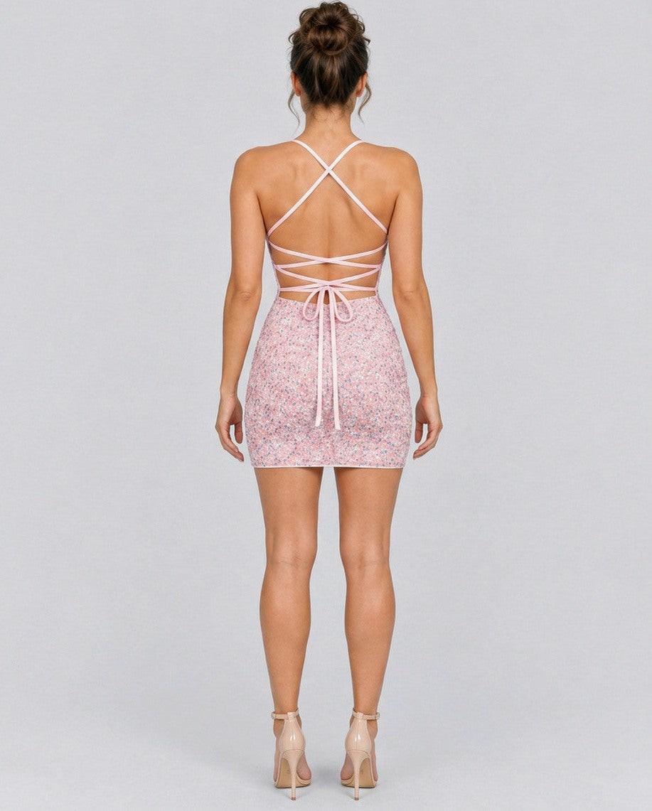 Sequin Spaghetti Strap Mini Dress