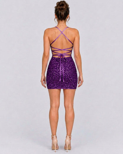 Sequin Spaghetti Strap Mini Dress