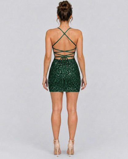 Sequin Spaghetti Strap Mini Dress