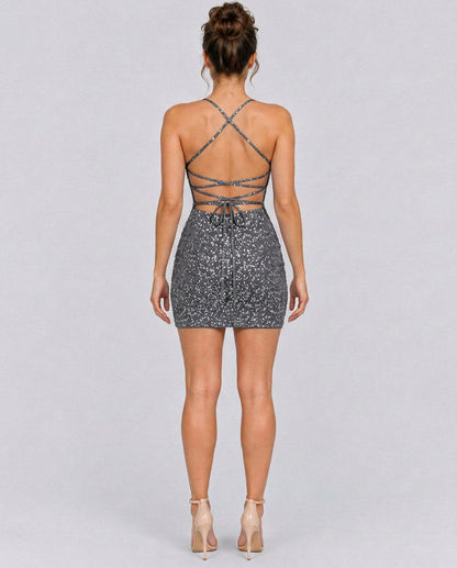 Sequin Spaghetti Strap Mini Dress