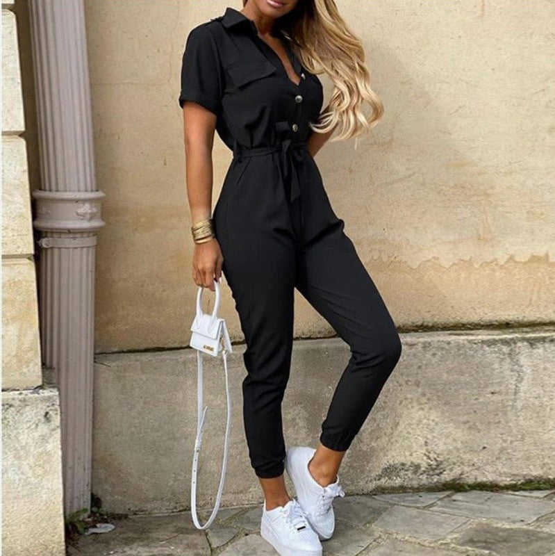 Short Sleeve Utility Jumpsuit