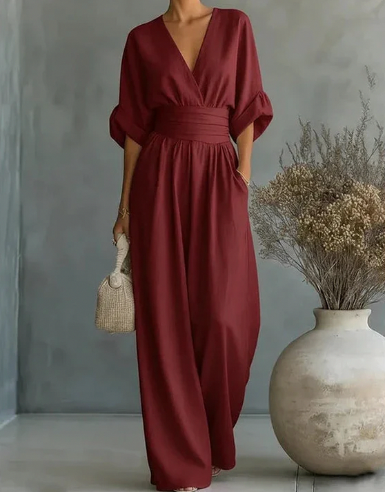 Short Sleeve Wide Leg Jumpsuit