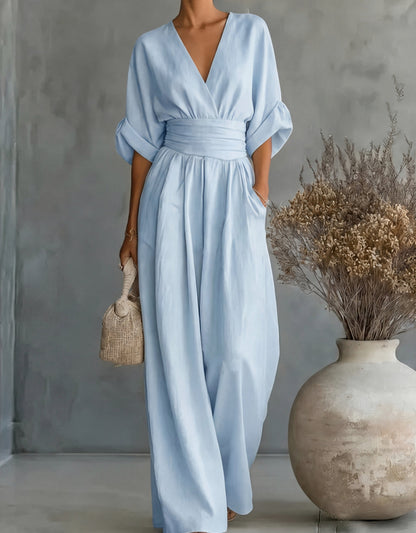 Short Sleeve Wide Leg Jumpsuit