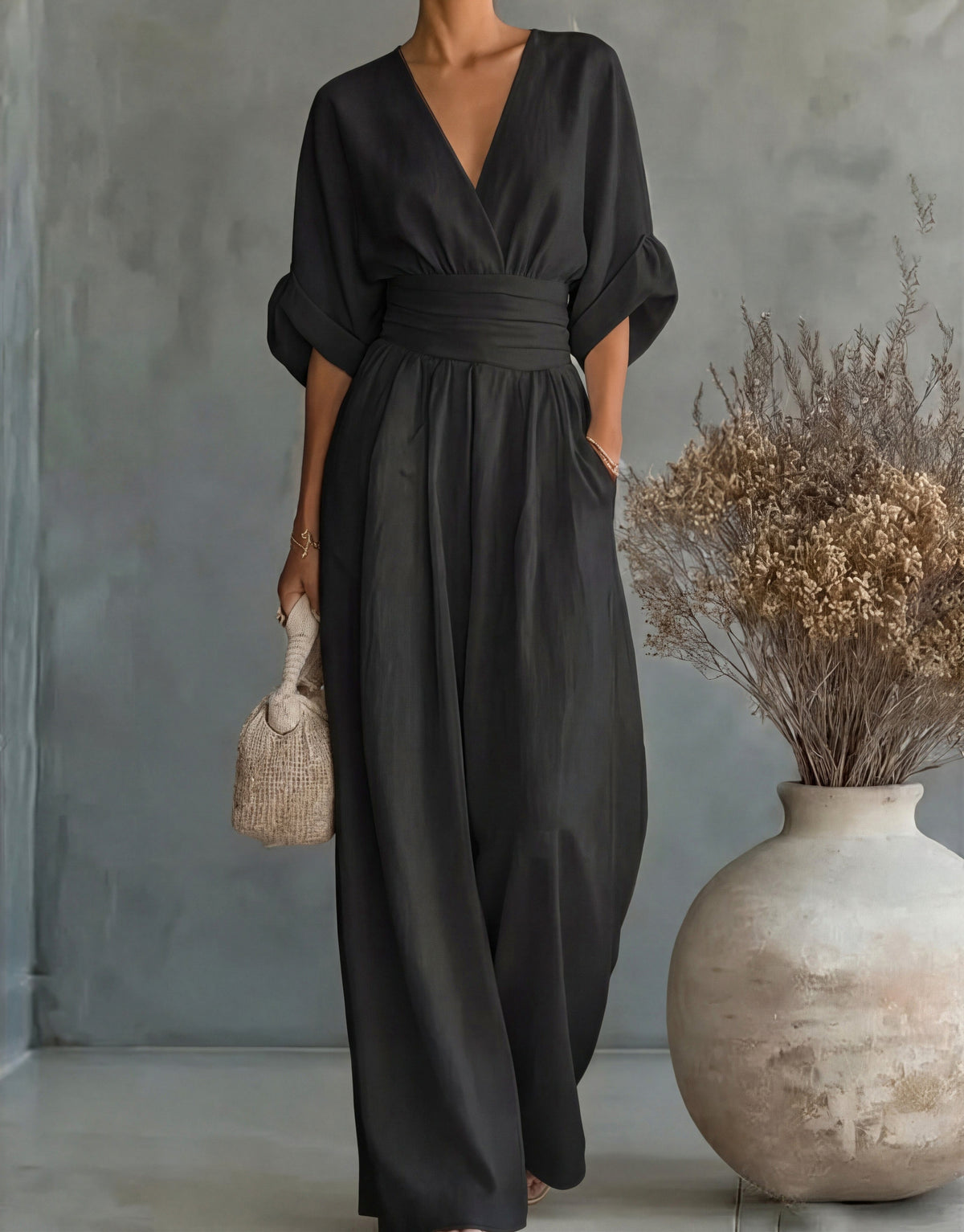 Short Sleeve Wide Leg Jumpsuit