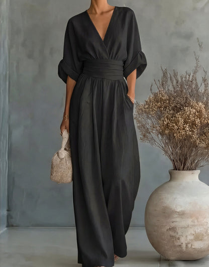 Short Sleeve Wide Leg Jumpsuit
