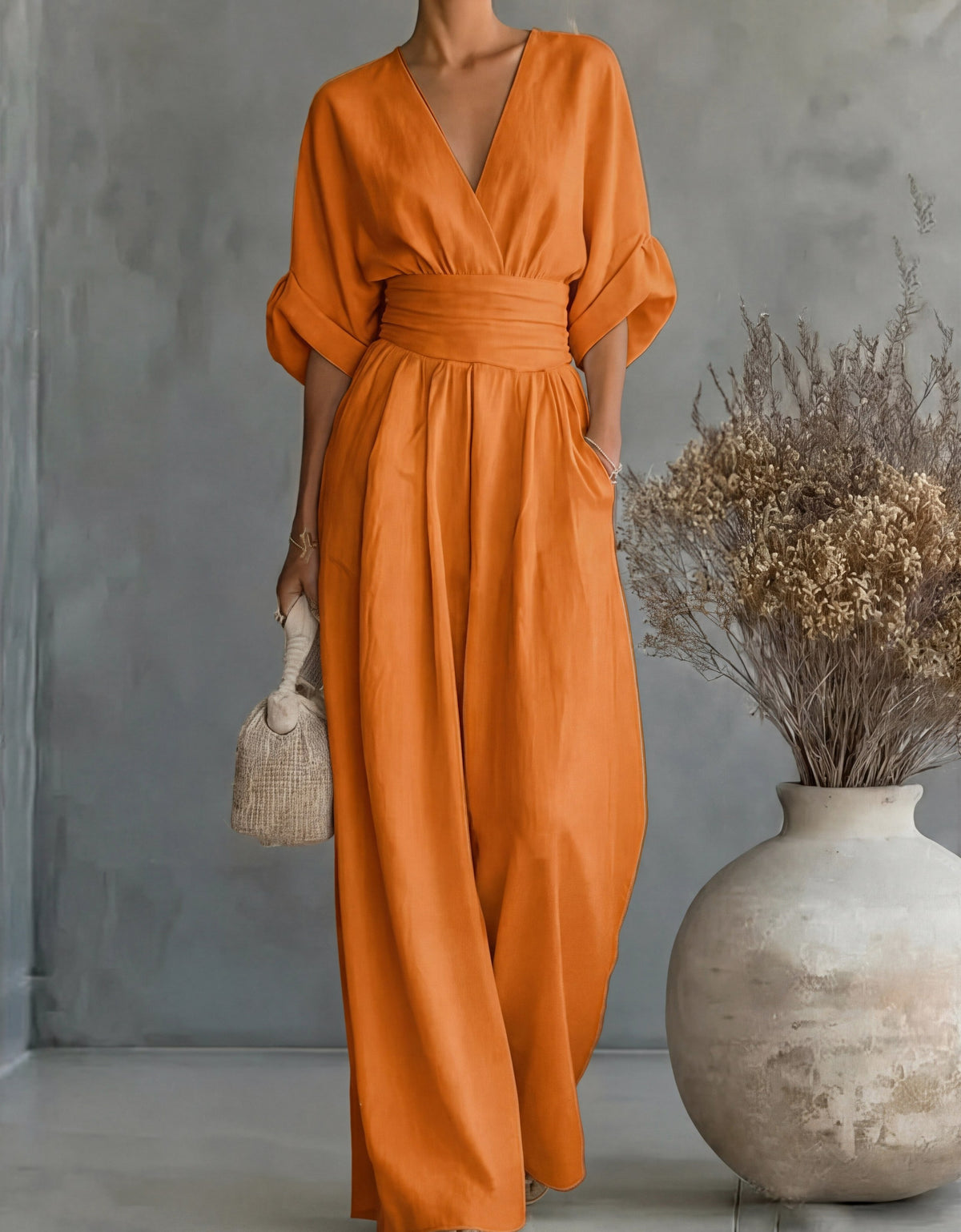 Short Sleeve Wide Leg Jumpsuit
