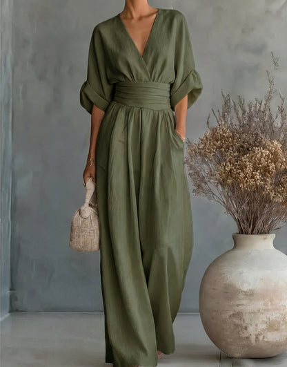 Short Sleeve Wide Leg Jumpsuit