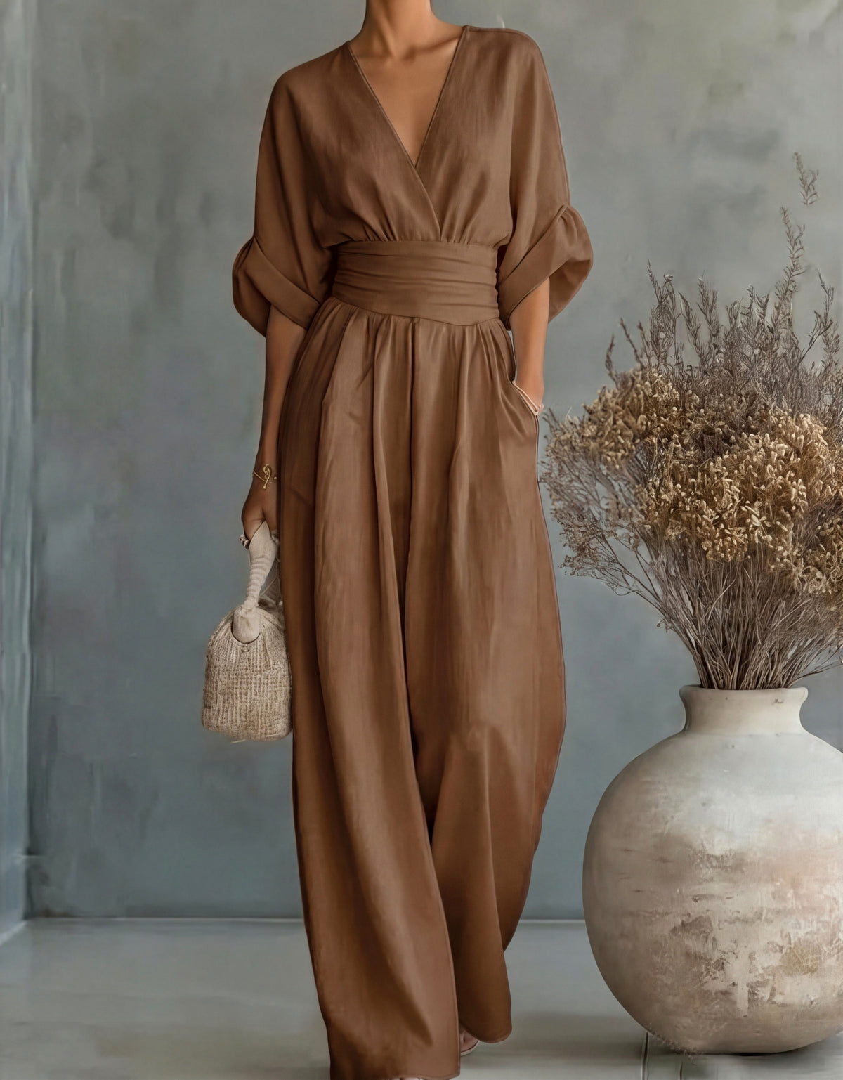 Short Sleeve Wide Leg Jumpsuit