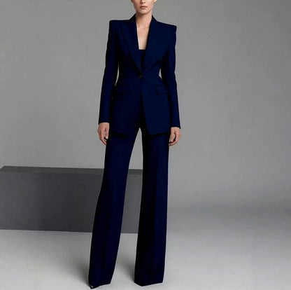 Single Breasted Blazer and Wide Leg Suit Set