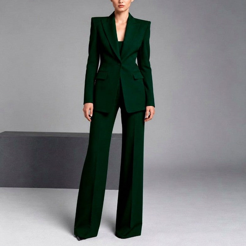 Single Breasted Blazer and Wide Leg Suit Set