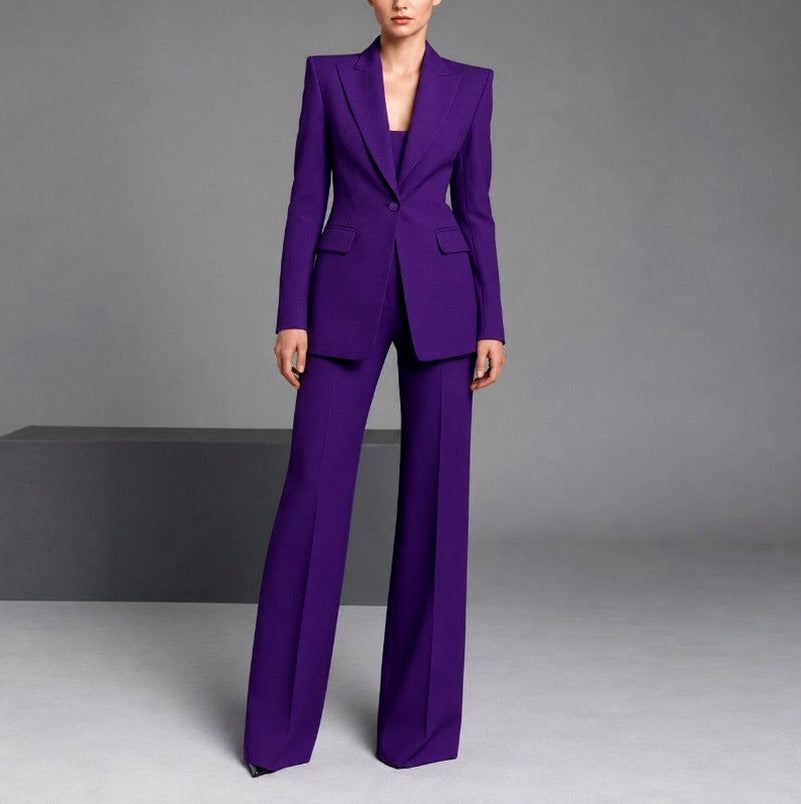 Single Breasted Blazer and Wide Leg Suit Set