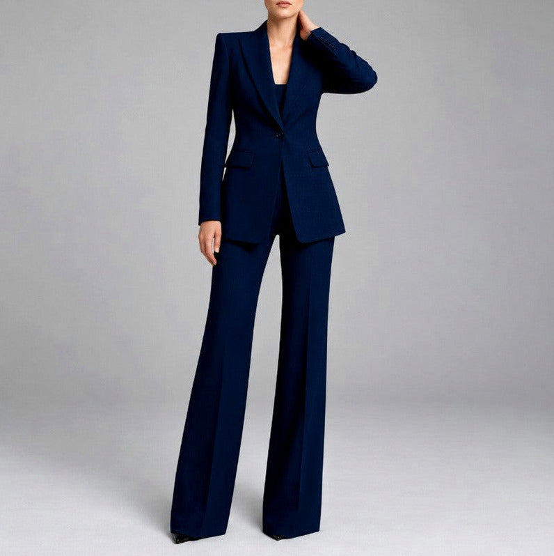 Single Breasted Blazer and Wide Leg Suit Set