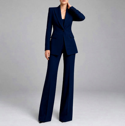 Single Breasted Blazer and Wide Leg Suit Set