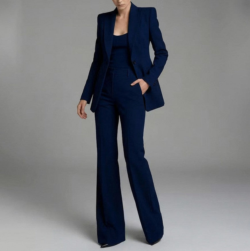 Single Breasted Blazer and Wide Leg Suit Set