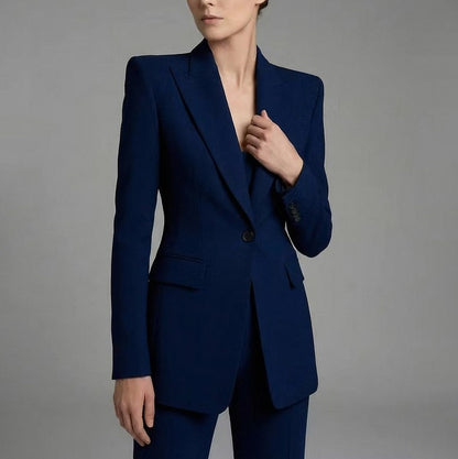 Single Breasted Blazer and Wide Leg Suit Set